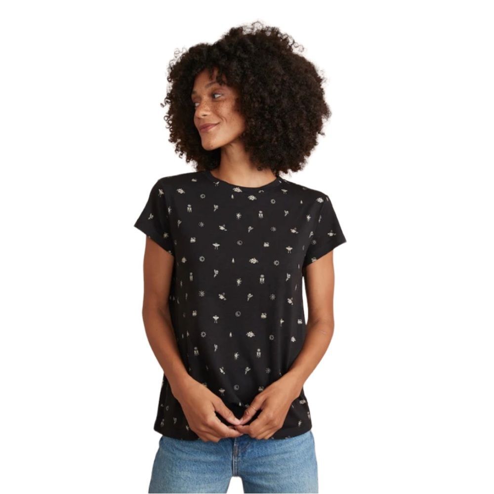 Marine Layer Black Short Sleeve Tee with Small White Prints